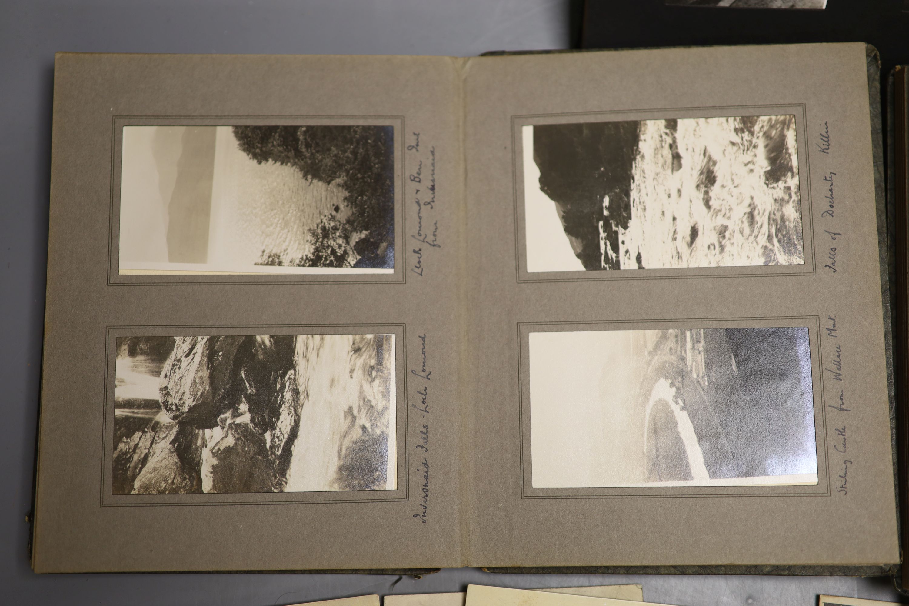 Three albums of photographs and a quantity of postcards inc. erotica.